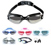 Gafas de natación para hombres y mujeres, antivaho, con prescripción UV, impermeables, de silicona, ajustables, para piscina, para adultos y niños, gafas de buceo