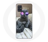 Coque pour Samsung Galaxy A51 5G Chat avec Lunettes de vue violettes