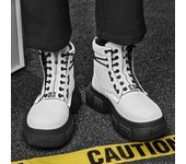 Botas de moto de estilo euroamericano para hombre, botas de plataforma blancas con cremallera y diseño de diseñador, zapatos de caña alta para hombre, de moda y para exteriores 39