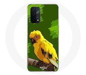 Coque pour Oppo A74 5G Oiseaux de Perruches jaune Fond Vert