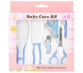 6 piezas de práctico cortaúñas diario para bebé, tijeras, cepillo para el pelo, peine, kit de manicura, color azul
