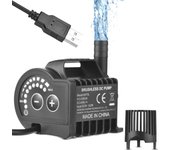 Bomba de agua sumergible de 5 V, 8 niveles, ajustable, 0-400 L/H, bomba de fuente pequeña con elevación de 0-9,8 pies, 6,5 pies QR70L negro