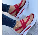 Sandalias de gran tamaño de verano Sandalias con correa en el dedo del pie con clip de tacón de cuña Nuevas sandalias romanas para mujer 36 negro