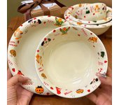 Cuencos de cerámica con dibujos animados, platos de alta gama para postres y ensaladas, platos deliciosos, vajilla exquisita