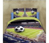 WTEMPO 4 Uds. Juego de cama con estampado de fútbol en 3D, funda de edredón, ropa de cama tamaño Queen para amantes del fútbol Queen 4pcs