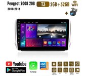 Sistema de navegación GPS para Radio de coche para Peugeot 2008 208 2012-2018 2 Din Android WiFi reproductor Multimedia para coche estéreo para coche unidad frontal de Radio FM 2 + 32GB 1+16GB