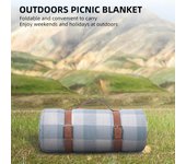 Manta de picnic/playa Extra grande Impermeable Lavable 3 capas Grueso Suave Agradable para la piel Plegable azul