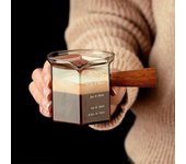 Tazas de extracción de espresso de 120 ml, taza de café de vidrio con escala y mango de madera, tazas medidoras de una sola boca, jarra de leche para café con leche, taza de onza