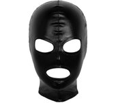 Máscara facial de Cosplay para hombre y mujer, máscara facial de látex brillante metálica con ojos abiertos y boca, máscara facial completa, capucha para disfraz de juego de rol negro