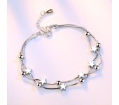 925 Pulsera de plata esterlina Pentagram cuadrado bola de azúcar brazalete de cuentas para el compromiso de la mujer Joyería de encanto de boda Resizable
