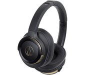 Auriculares inalámbricos Audio Technica BGD con Bluetooth, graves potentes, graves sólidos, hasta 40 horas de reproducción, color negro y dorado, BGD ATH-WS660BT