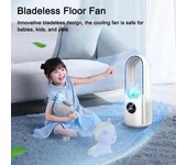 Ventilador portátil sin aspas enchufable del aire acondicionado del ventilador del USB con el ajuste de 6 velocidades, rociador de sincronización blanco
