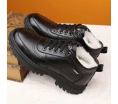 Zapatos casuales con superficie de cuero engrosada con forro polar para hombre, botas de nieve que combinan con todo a la moda, de invierno 39
