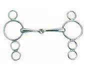 Korsteel Horses Broca de mordaza holandesa de 3 anillos articulada de acero inoxidable 4.5in plata
