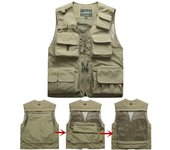 Chaleco informal de invierno para hombre, chaleco de pesca para fotografía con múltiples bolsillos para exteriores, chaleco de red de secado rápido de gran tamaño, chaqueta sin mangas S negro