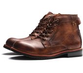 Botas de cuero de moda para hombre, talla grande 38-48, zapatos altos y cómodos, botas retro informales con suela gruesa a juego de colores, botas de vaquero 38 marrón