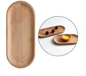 Bandeja ovalada de madera maciza, plato para buffet de frutas, vajilla infantil decorativa 10x23cm