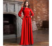 Vestido largo bohemio 2019 con cuello redondo retro y mangas farol XXL púrpura