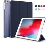 Funda rígida de cuero protectora de tres pliegues para iPad de 10.2, 10.9 y 9.7 pulgadas Mini 4/5 Universal azul oscuro