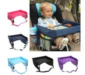 Bandeja de comedor para coche, bandeja para juguetes para niños, bandeja para asiento de coche para bebé, bandeja para refrigerios, mesa para coche azul