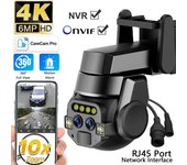 Nueva cámara de doble lente de 6 MP para la UE, HD, zoom de 10X, para exteriores, PTZ, WIFI, IA, detección móvil, seguimiento inteligente, luz de color, monitoreo de visión nocturna Camera