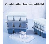 Houseeker Molde para cubitos de hielo de 6 celosías con tapa, máquina para hacer cubitos de hielo, caja de comida de estilo japonés para bebés, whisky, cóctel, fiesta de verano, accesorios para bar azul oscuro