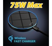 Cargador inalámbrico Qi de 75W, almohadilla de carga inalámbrica rápida por inducción para iPhone 14 13 12 11 Pro Max X Xr Xs 8 Samsung Galaxy S30 S20 S10 S9 S8 Huawei Xiaomi 75W FAST Charging negro