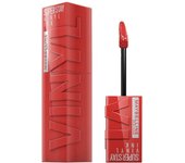Lápiz labial MAYBELLINE SuperStay Vinyl Ink 37 Tono naranja Color de labios de larga duración