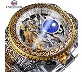 Forsining camiseta nueva para hombre, reloj mecánico Vintage tallado para hombre, reloj Tourbillon hueco automático blanco