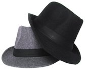 Gorro de lana para hombre Gorro de invierno Gorro de jazz para hombre Gorro de caballero Sombreros Fedora de Panamá negro