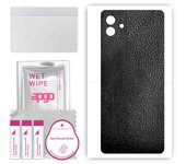 Adhesivo protector trasero apgo compatible con Samsung Galaxy M13 5G, lámina de vinilo - Diseño de cuero negro