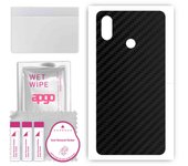apgo Protective Skin Sticker for the back compatible with Xiaomi Mi Max 3, Wrap Film, Foil, Vinyl - Pattern Carbon Black