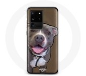 Coque pour Samsung Galaxy S20 Ultra Chien Pitbull Blanc gris