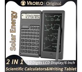 Calculadoras científicas plegables de energía solar y tableta de escritura LCD de 6 pulgadas, bloc de dibujo y gráficos para oficina, negocios, estudiantes y profesores. negro