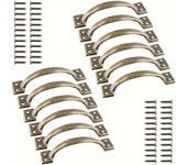 12 piezas de manijas de puerta rústicas de hierro con tirador de tornillo, manijas de gabinete de granja vintage para exteriores, cajones de garaje y cajones de bronce antiguo 4.76*1.10in-12pcs