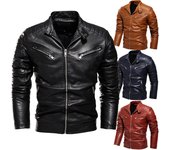 Nueva chaqueta de cuero para hombre, Color sólido, chaqueta de cuero PU para hombre, opciones multicolores, chaqueta de motocicleta, chaqueta de felpa para hombre 3XL