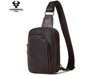 Humerpaul Bolso de pecho de cuero Bolso deportivo multifuncional café