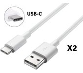 Lot 2 Cables USB-C Chargeur Blanc [Compatible Xiaomi REDMI NOTE 8 PRO - REDMI NOTE 7 PRO] Cable Type USB-C Mesure 1M [Phonillico®]