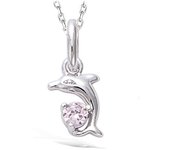 Les Trésors De Lily [N5340] - Pendentif Argent 'Tendres Dauphins' rose argenté (rhodié) - 10x7 mm plata