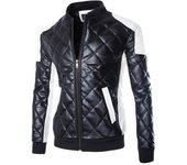 Chaqueta de hombre Slim Fit motocicleta PU cuero invierno cálido abrigo bombardero abrigo M
