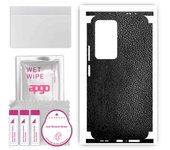 apgo Protective Skin Sticker for the back+sides compatible with Xiaomi Poco F4, Full Wrap Film, Foil, Vinyl - Pattern Black Leather