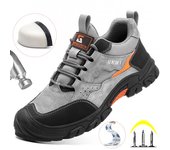Zapatos de trabajo de seguridad para hombres, botas de seguridad con punta de plástico, zapatillas de trabajo cómodas y ligeras a la moda, zapatos antiperforación indestructibles 37 negro