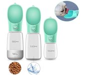 Botella de agua portátil para perros, contenedor de agua y comida para perros, cuenco alimentador para mascotas, cuencos para beber para viajes al aire libre, dispensador de agua verde