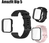 Para Amazfit Bip 5 Bip3 3 Pro U pro Pop Correa reloj inteligente pulsera de silicona bip5 funda PC + película protectora de pantalla de vidrio cubierta completa parachoques for Amazfit Bip 3 verde del ejército