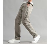 Pantalones elásticos de cintura media para hombre, pantalones rectos con cordón de Color sólido, pantalones sueltos de talla grande para hombre de mediana edad M amarillo