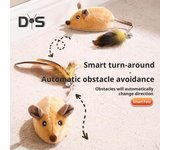 Ratón eléctrico de juguete para gatos, ratón de peluche interactivo con control remoto, recargable, automático, con cola de plumas amarillo