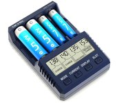 SKYRC-cargador de batería inteligente de 4 ranuras, descargador y analizador para AA/AAA Ni-MH azul