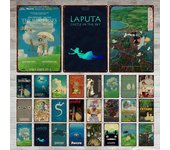 Cartel de hojalata de Metal Vintage, pintura de paisaje de chica Totoro de Anime japonés, decoración para sala de estar, placa de señal de Metal única 20x30cm