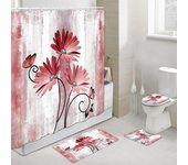 Juego de 4 cortinas de ducha rústicas de granja con diseño de margaritas verdes salvia y flores para baño, juego de accesorios para bañera con ganchos, impermeables 4Pcs