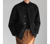 Chaquetas de estilo coreano para hombre, lisas y bien ajustadas, ropa de calle informal de otoño e invierno, chaquetas de manga larga, abrigos, tallas S-5XL, tops 2024 S negro